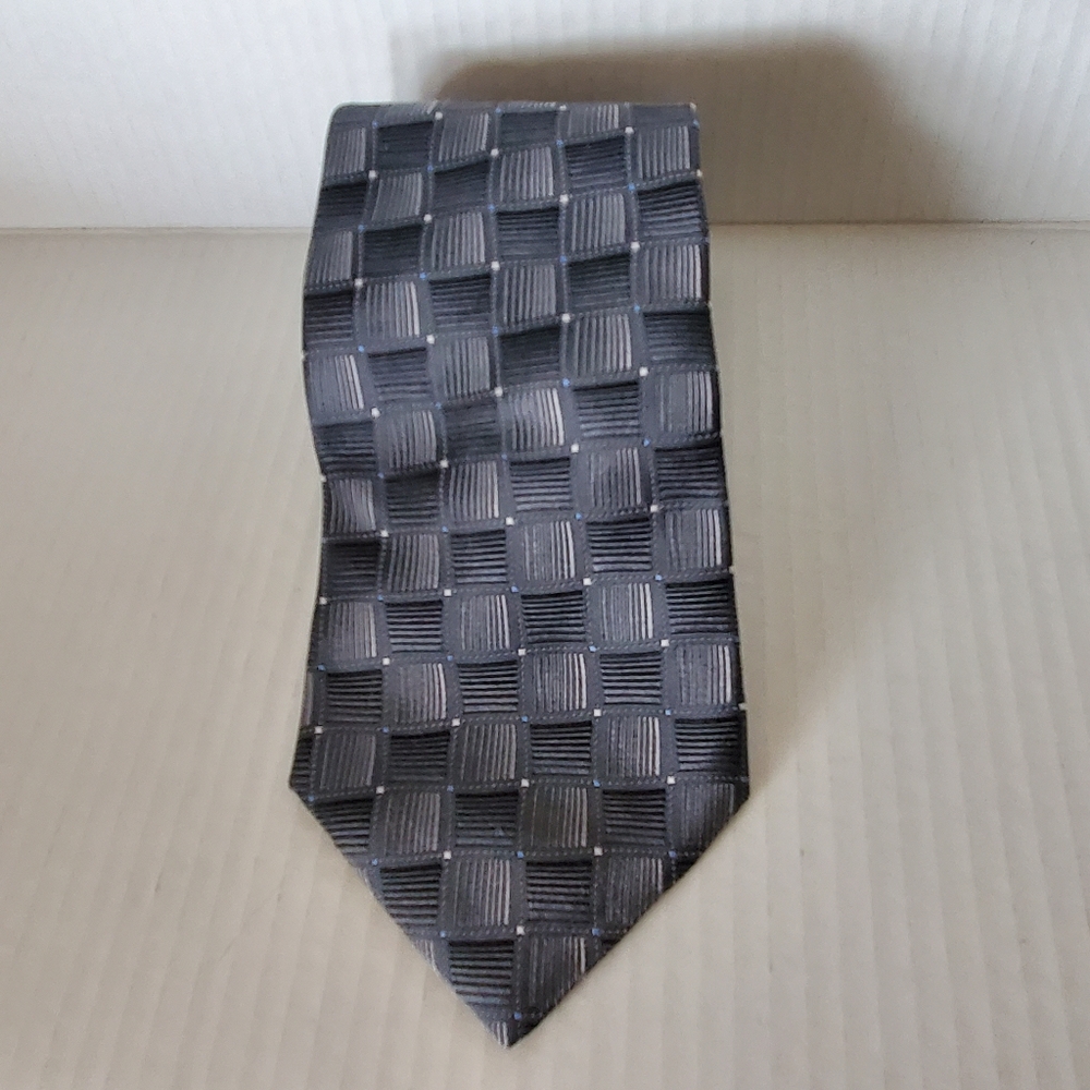 Joseph & Feiss Gray Pearl Squares Silk Men's Necktie